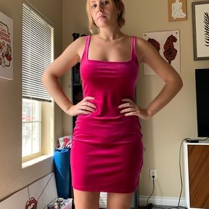 NWT Hot Pink velvet dress UO